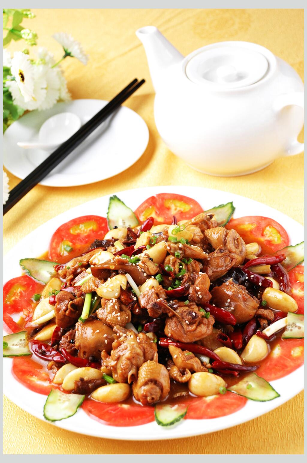 鲜香蒜闷鸡食物图片素材