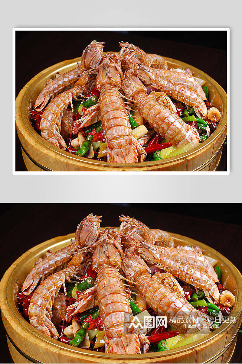 海鲜香辣爬爬虾食物高清图片素材