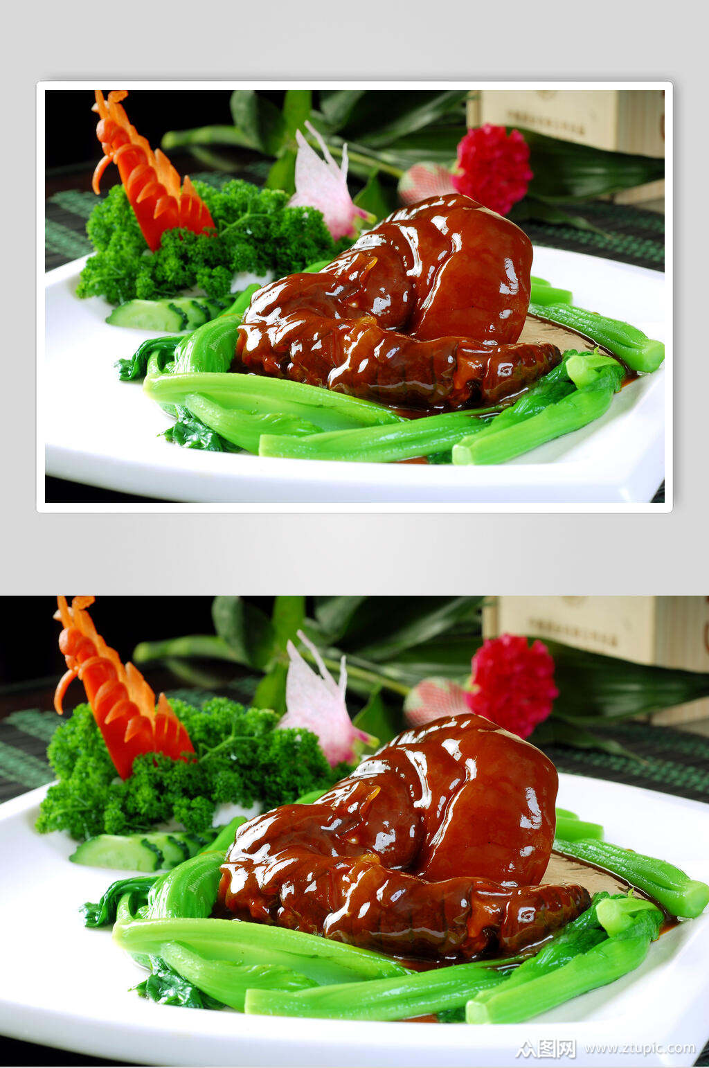 红扒鳄鱼掌美食图片素材