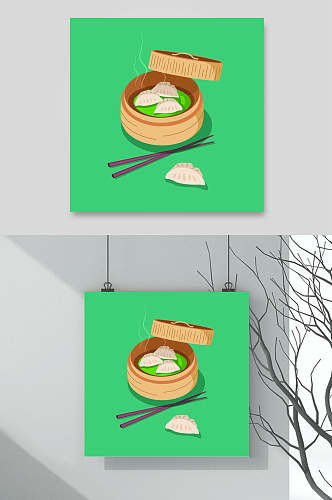 饺子食物美食插画矢量素材