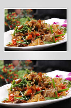 韭菜炒腊猪耳餐饮食品图片