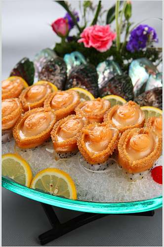 鲍鱼海鲜刺身拼盘食品摄影图片