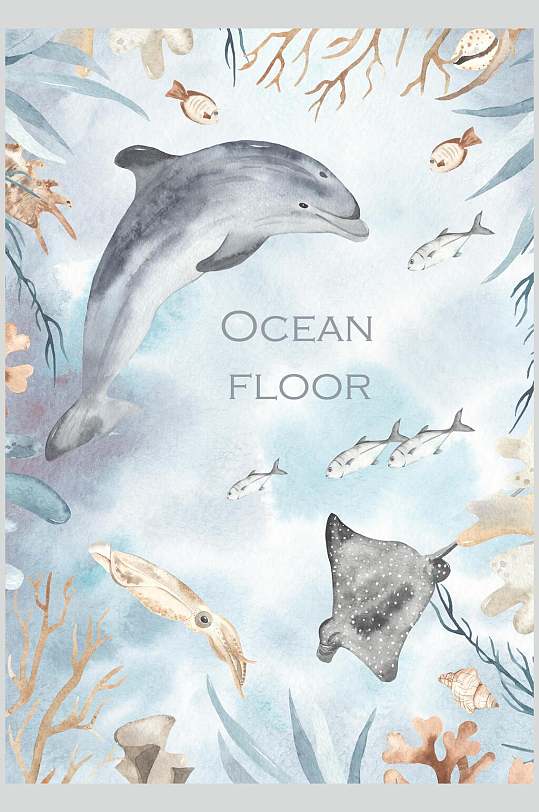 手绘水彩海洋图片-手绘水彩海洋素材下载-众图网