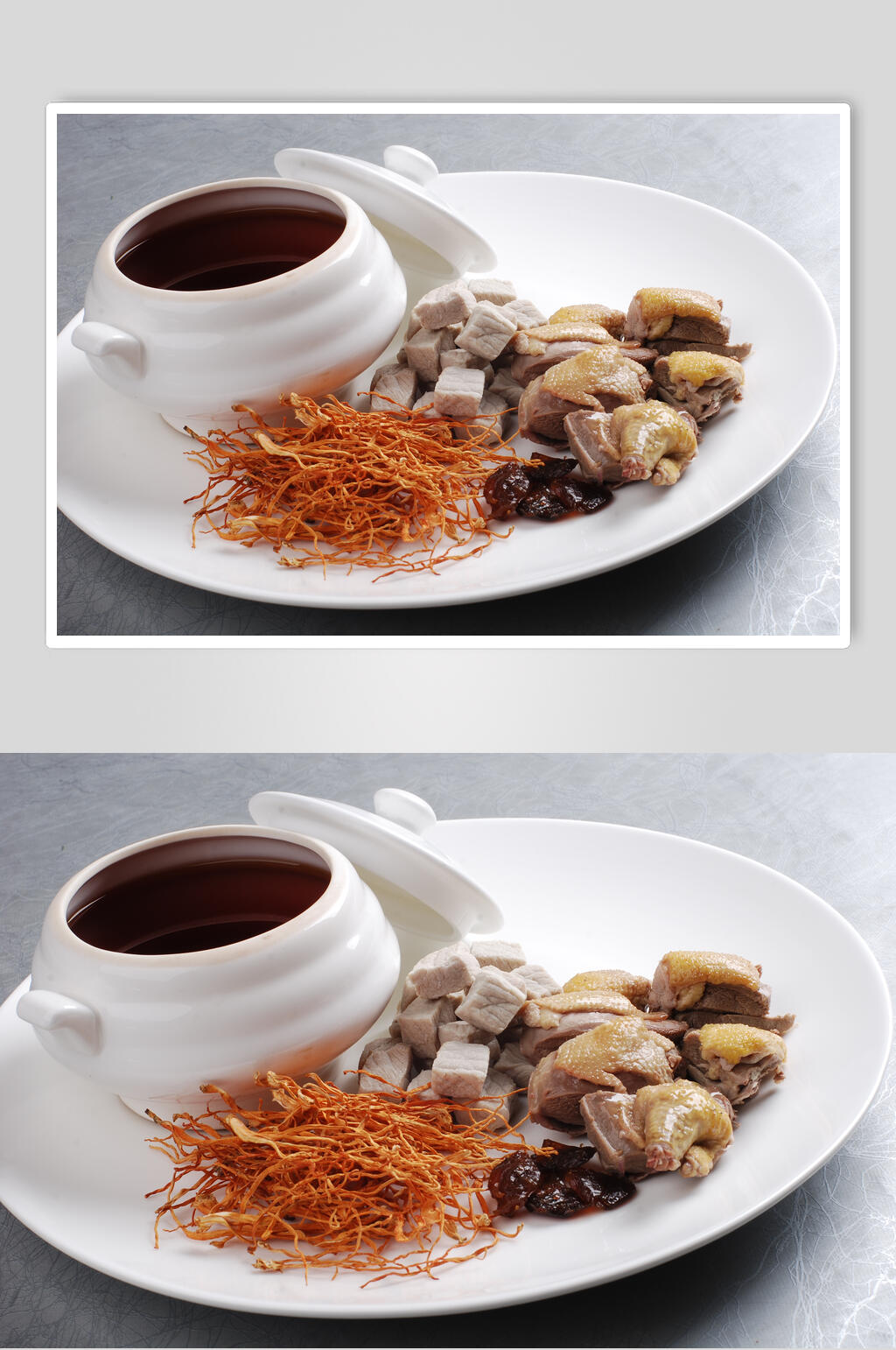 特色虫草花炖水鸭美食图片素材