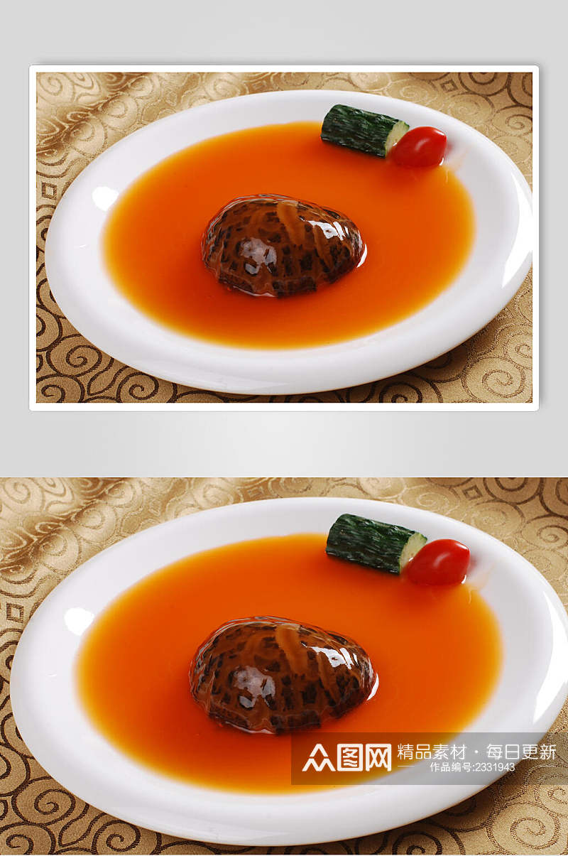 新鲜鲍汁扣花菇食品高清图片素材