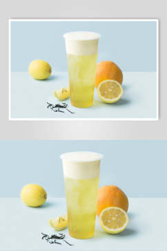 清新美味奶盖水果茶奶茶摄影图