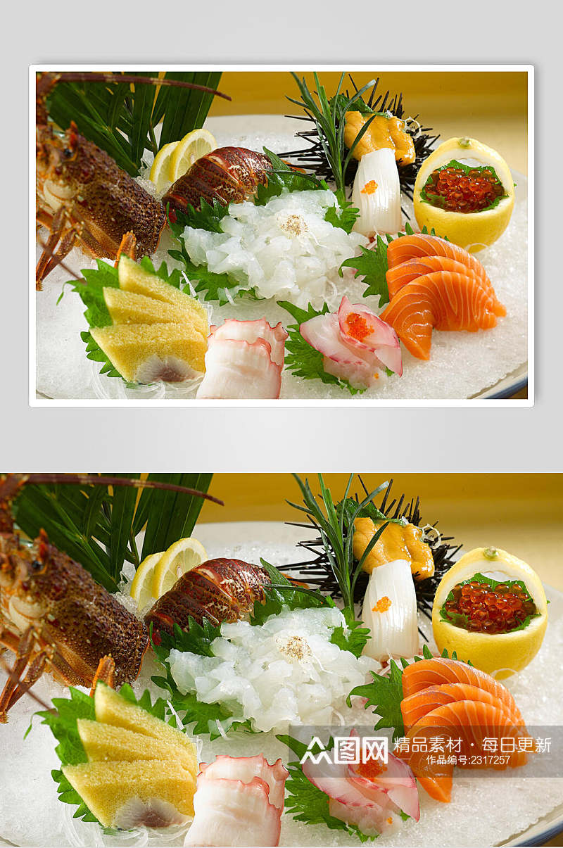 金箔龙虾刺身拼盆餐饮食品图片素材
