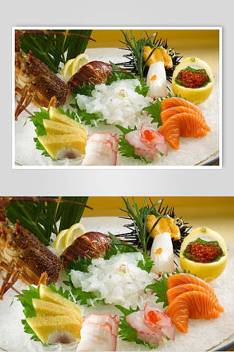 金箔龙虾刺身拼盆餐饮食品图片