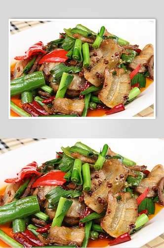 青椒回锅肉食物高清图片
