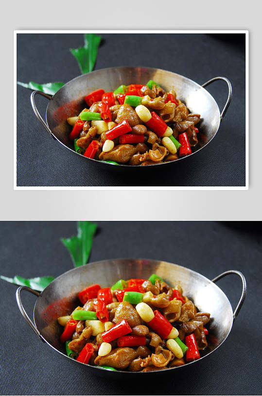 香浓美味干锅肥肠食物摄影图片