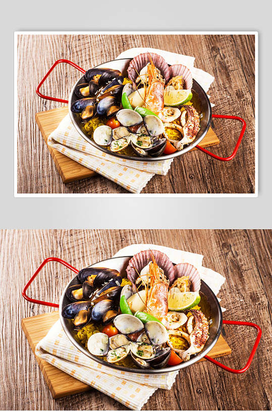 干锅海鲜焗饭食品图片