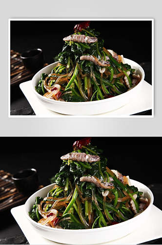 菠菜虾爬肉餐饮食品图片