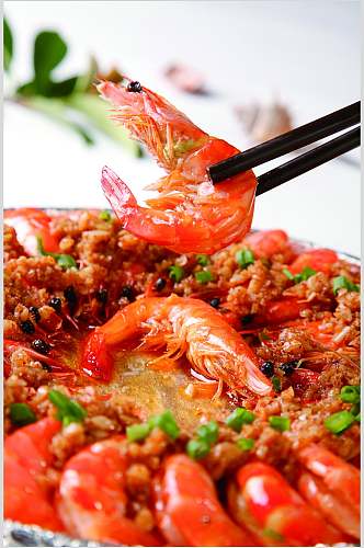 铁板蒜香烤虾餐饮食品图片