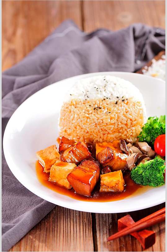 招牌美味卤肉饭餐饮摄影图片