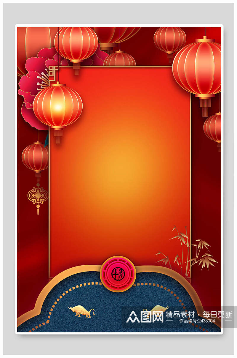 灯笼红色背景新年春节背景素材