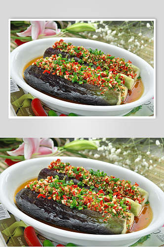 剁椒蒸茄子餐饮食品图片