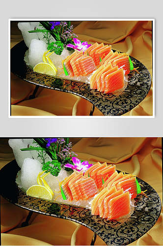 精致美食三文鱼刺身元例食品图片