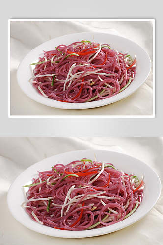 酸辣紫薯粉食物摄影图片
