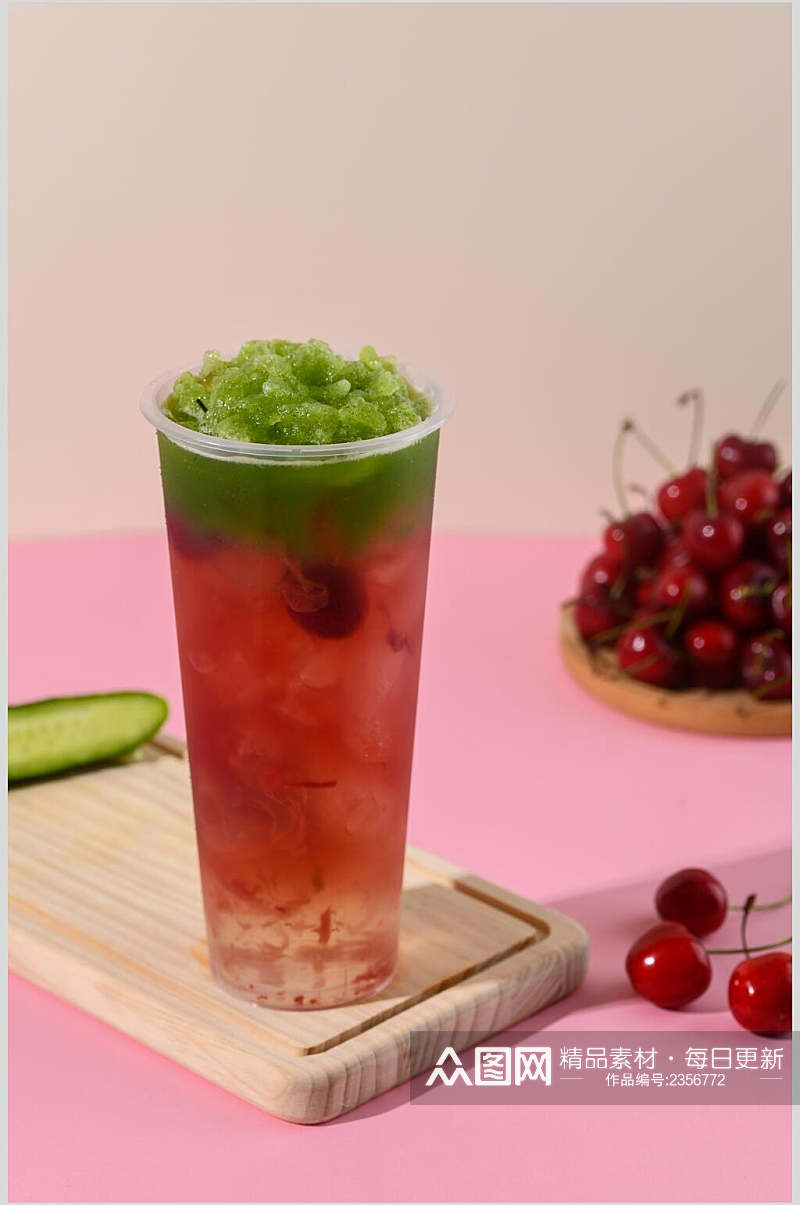 夏日新鲜美味樱桃饮品奶茶摄影图素材