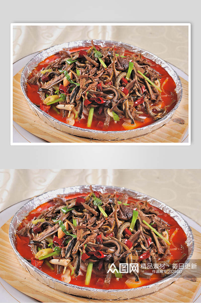 茶菇铁板鳝丝餐饮食品图片素材