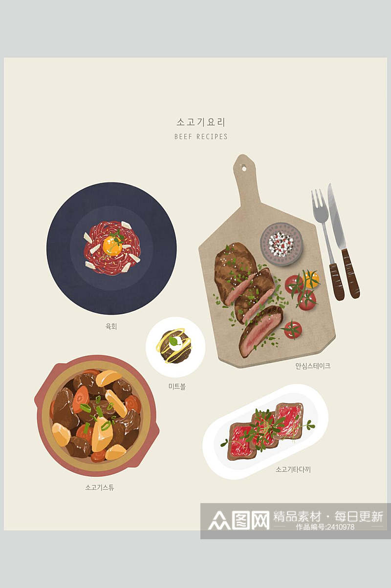 韩式牛排美食素材素材