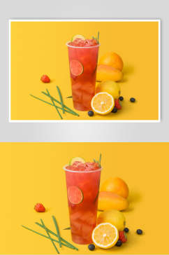 清新黄色美味水果茶奶茶摄影图