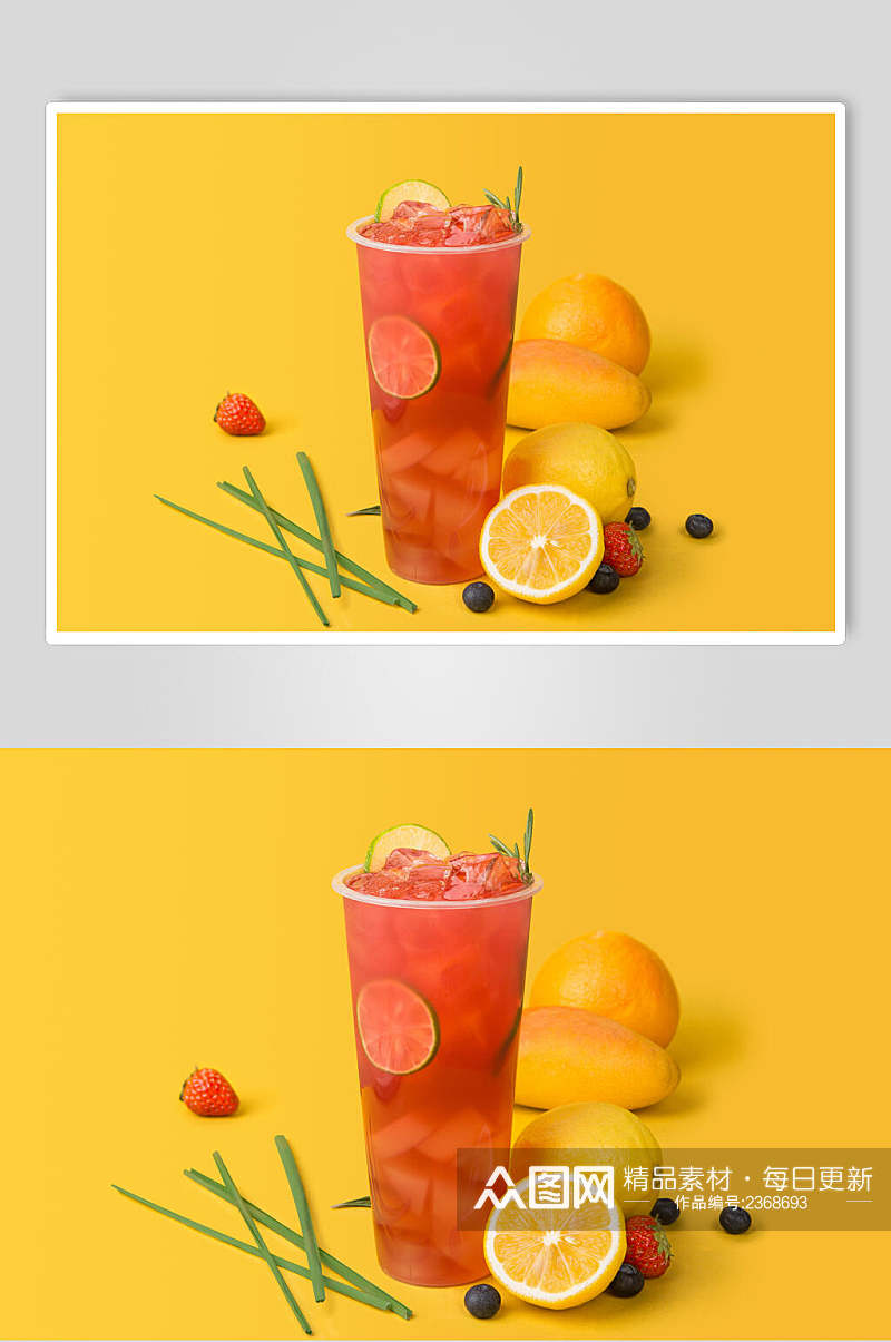 清新黄色美味水果茶奶茶摄影图素材