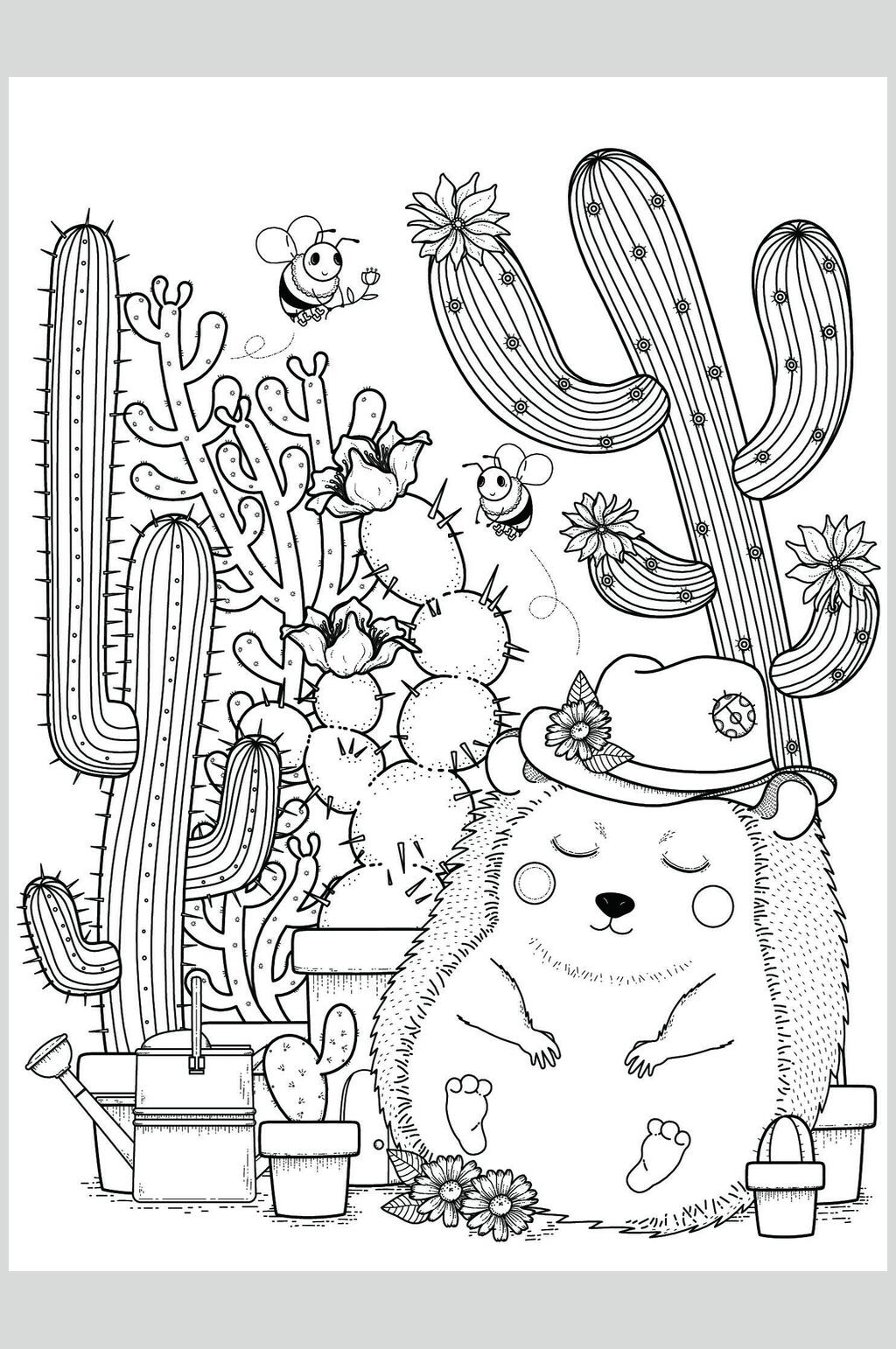 刺猬手绘动物插画素材素材