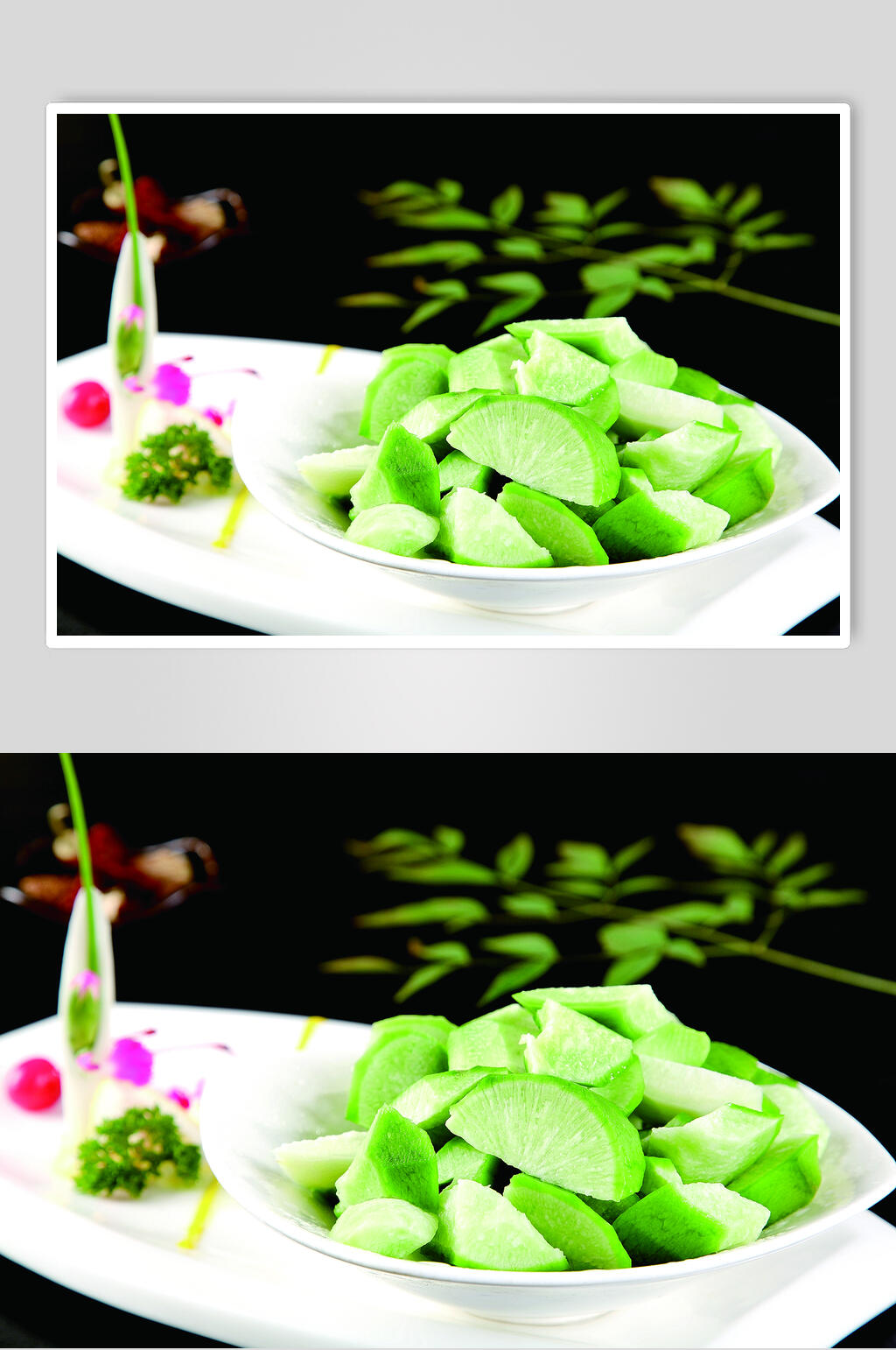 特色刀拍青萝卜食物高清图片素材