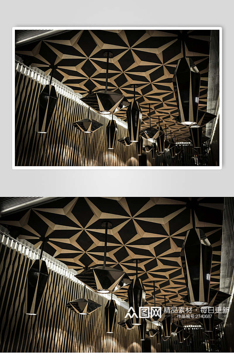 创意商业餐厅天花板吊灯摄影图片素材