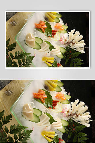 新鲜海鲜刺身拼盘食品摄影图片