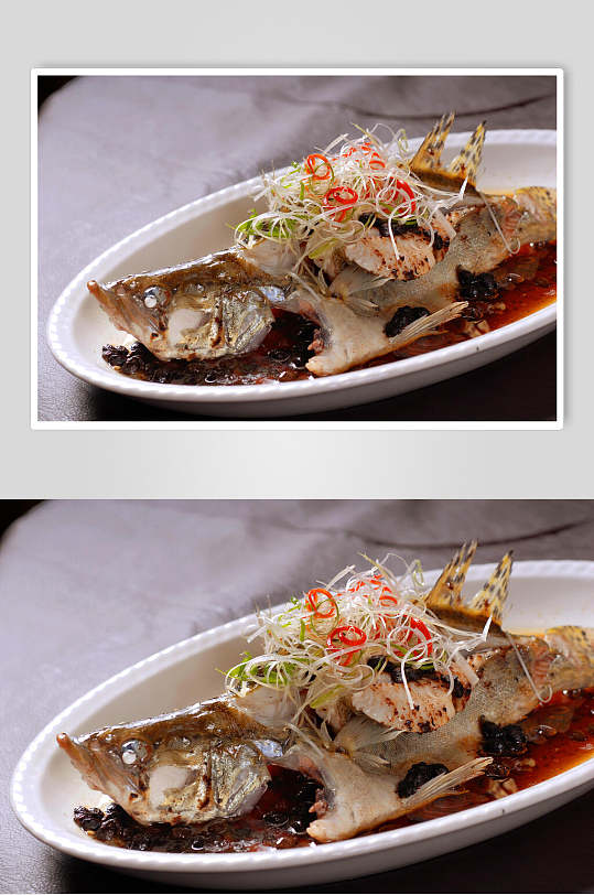 蒸秘制鼓椒桂鱼食物图片