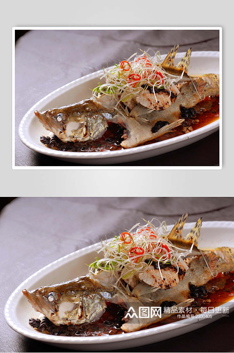 蒸秘制鼓椒桂鱼食物图片素材