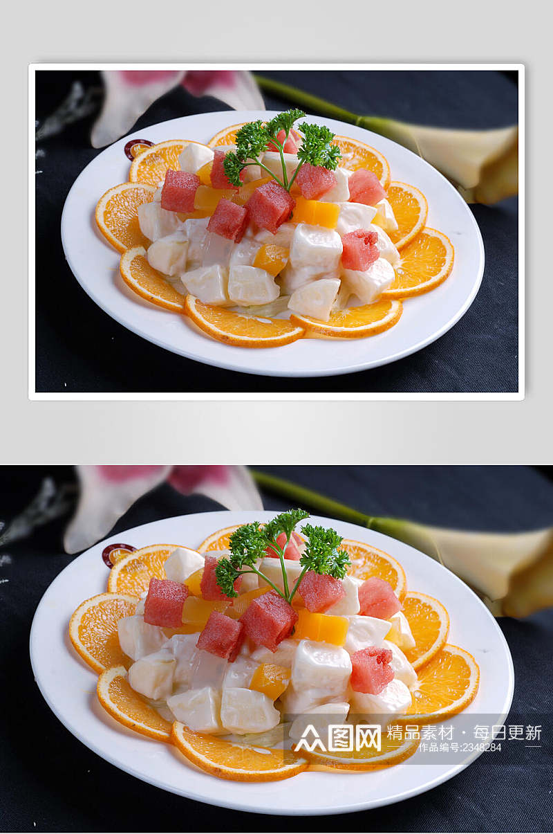 特色沙拉系列水果优格沙拉美食图片素材