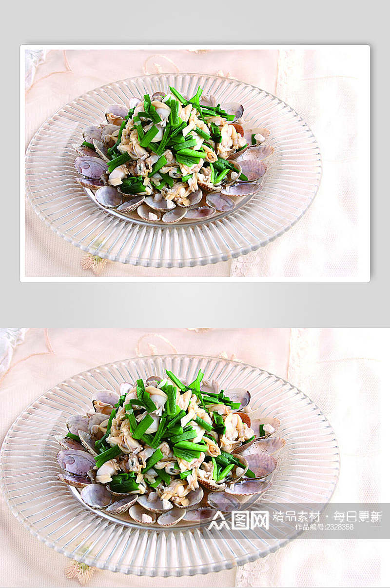 韭菜拌花甲食品图片素材
