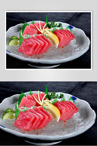 新鲜冰镇海鲜刺身拼盘食品摄影图片