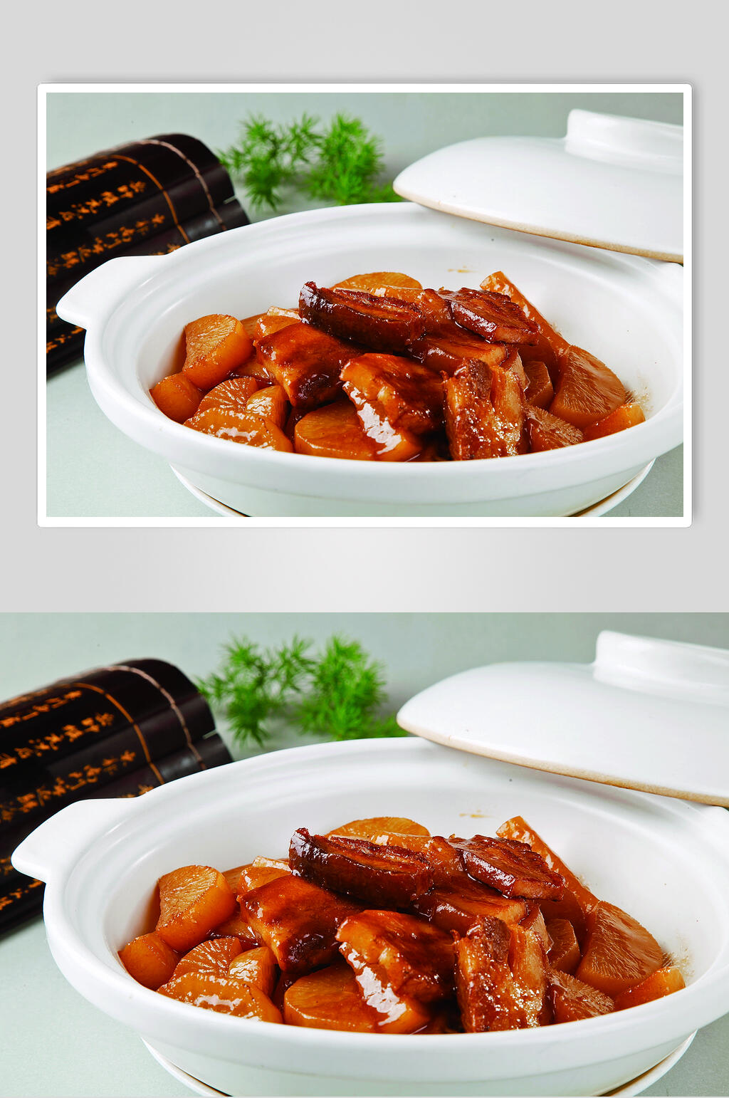 砂锅萝卜焖肉图片素材