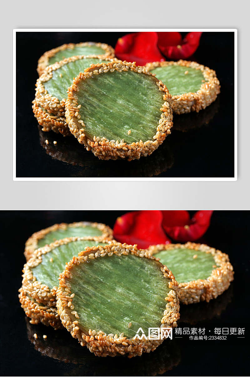精品主食绿茶佛饼食物高清图片素材