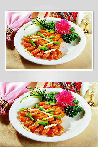 香葱牛油大虾食品摄影图片