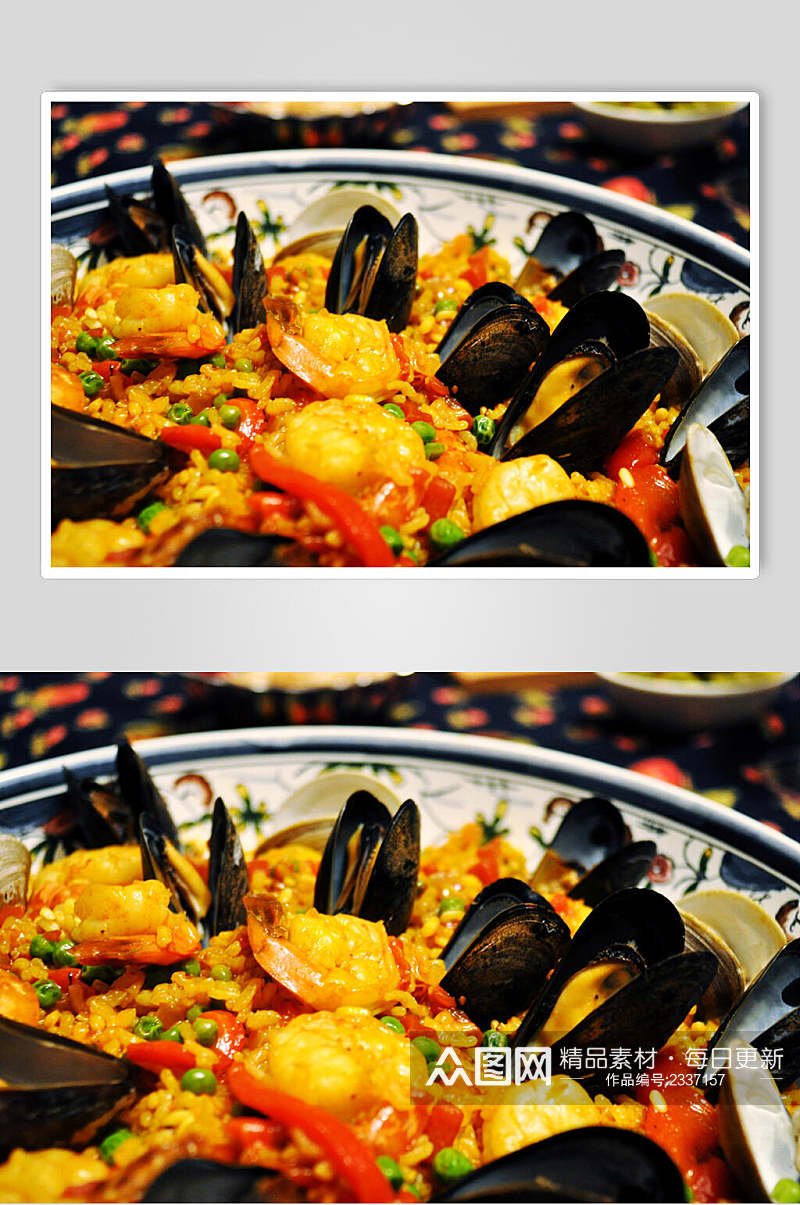 招牌西班牙海鲜饭食品图片素材