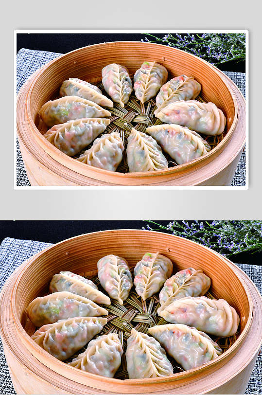 柳叶蒸饺饺子食品摄影图片