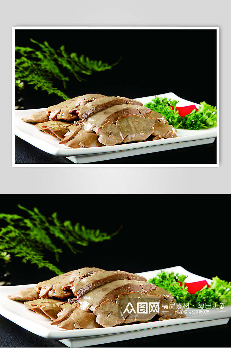 新鲜美味卤水鹅肝食物图片素材
