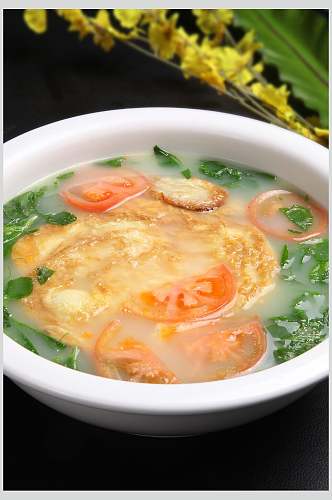 豌豆尖煎蛋汤餐饮图片