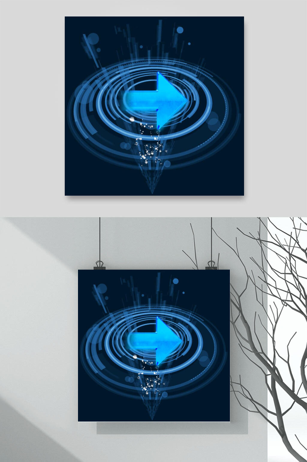 箭头蓝色科幻科技机械背景素材