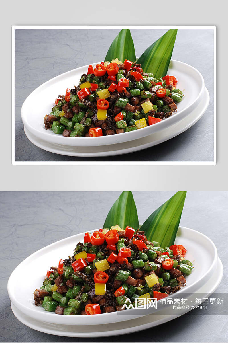 橄榄菜四季豆食物高清图片素材