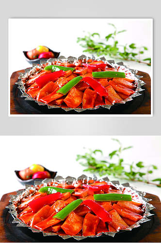 铁板杏鲍菇食品摄影图片