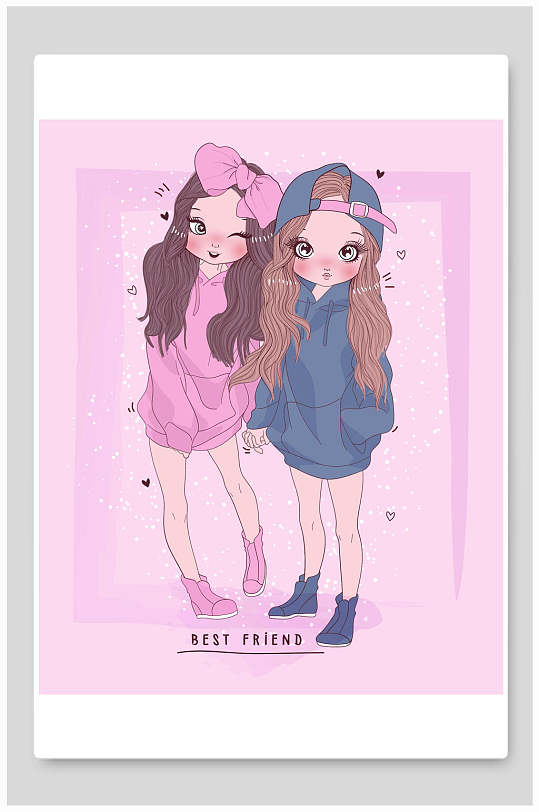 个性嘻哈少女插画矢量素材