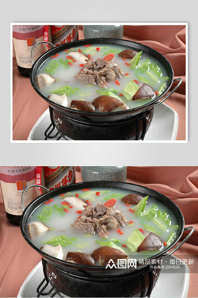 锅仔凉瓜炖肉排元例美食图片素材