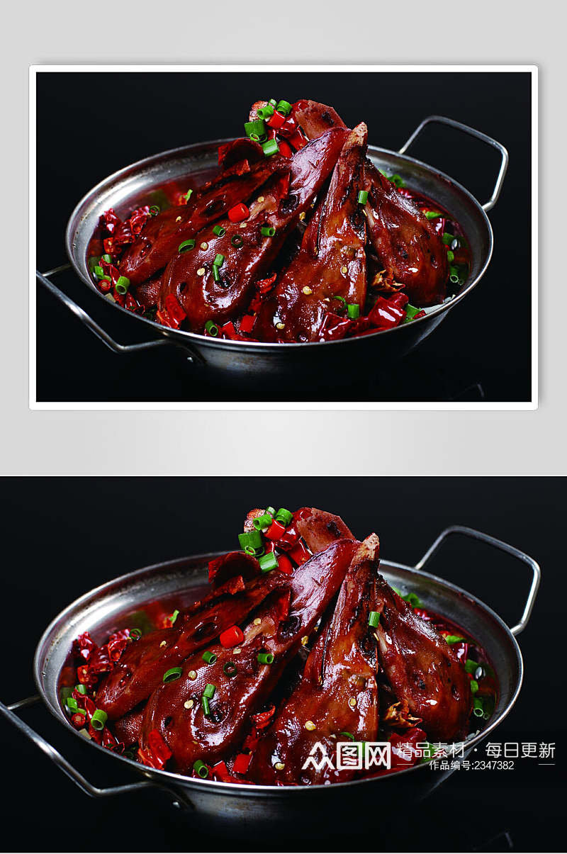 香辣美味干锅鸭头食品高清图片素材