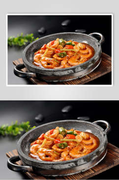 石锅香辣虾餐饮食物图片
